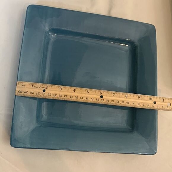 Pier 1 Hand Painted Earthenware Square Heavy Quality Dinner Plate 10 1/2 Inches - Picture 3 of 3